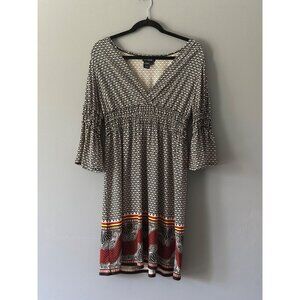 Max Edition Large Vintage-Inspired Dress, Stretchy Fabric, Ruffled Bell Sleeves